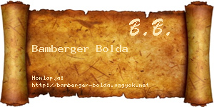 Bamberger Bolda névjegykártya